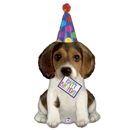 Luftballon Happy Birthday Hund zum Geburtstag, ohne Helium