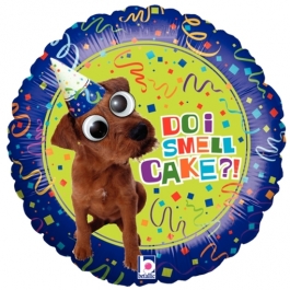 Hund mit Wackelaugen Luftballon, Do I smell Cake zum Geburtstag, ohne Helium
