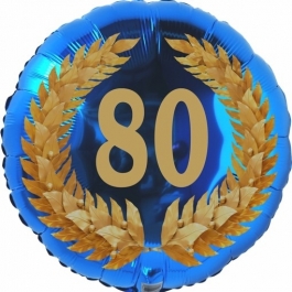 Lorbeerkranz 80, Luftballon aus Folie zum 80. Geburtstag, ohne Ballongas