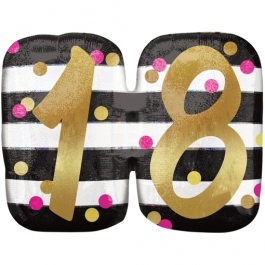 Luftballon Pink & Gold Milestone Birthday 18 zum 18. Geburtstag inklusive Helium