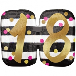 Luftballon Pink & Gold Milestone Birthday 18 zum 18. Geburtstag inklusive Helium