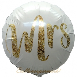 Mrs gold Glimmer Rundballon, Luftballon aus Folie zur Hochzeit