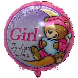 A New Baby Girl Teddybär Luftballon aus Folie mit Helium