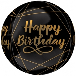 Happy Birthday Elegant Orbz, Luftballon aus Folie ohne Ballongas