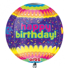 Happy Birthday Konfetti Orbz Luftballon aus Folie ohne Ballongas