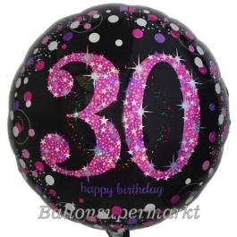 Luftballon zum 30. Geburtstag, Pink Celebration 30, ohne Helium-Ballongas