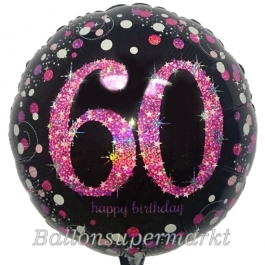 Luftballon zum 60. Geburtstag, Pink Celebration 60, ohne Helium-Ballongas