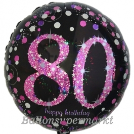 Luftballon aus Folie mit Helium, Pink Celebration 80, zum 80. Geburtstag