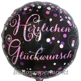 Geburtstags-Luftballon Pink Celebration Herzlichen Glückwunsch, ohne Helium-Ballongas