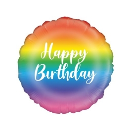 Rainbow Happy Birthday, Luftballon zum Geburtstag mit Helium