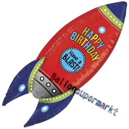 Happy Birthday Rakete, 3D Luftballon zum Geburtstag mit Helium Ballongas