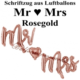 Mr and Mrs roségold, Schriftzug, Folienballons zur Luftbefüllung