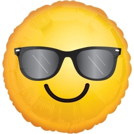 Emoticon mit Sonnenbrille, Folienballon mit Ballongas-Helium 