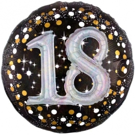 Holografischer Folienballon, Jumbo Sparkling Birthday 30 mit 3D-Effekt zum 18. Geburtstag