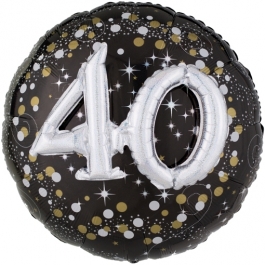 Holografischer Folienballon, Jumbo Sparkling Birthday 40 mit 3D effekt zum 40. Geburtstag