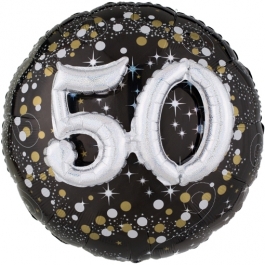 Folienballon Sparkling Celebration 50, ohne Helium zum 50. Geburtstag