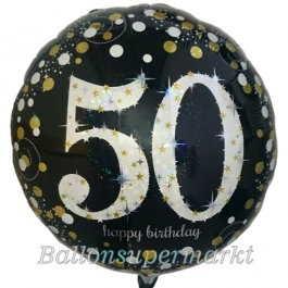 Luftballon aus Folie mit Helium, Sparkling Birthday 50, zum 50. Geburtstag