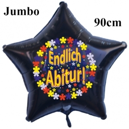 Endlich Abitur! Schwarzer Jumbo Sternluftballon aus Folie