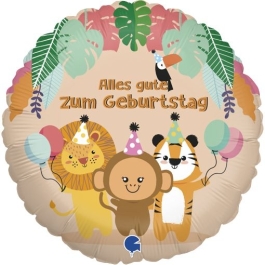 Jungle Animals,  Luftballon aus Folie zum Geburtstag