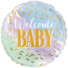 Watercolor Welcome Baby  Luftballon mit Helium zu Babyparty, Geburt und Taufe