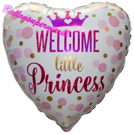 Welcome little Princess, holografischer Herzluftballon aus Folie mit Helium