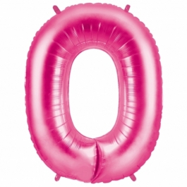 Folienballon Zahl 0, 100 cm, rosa