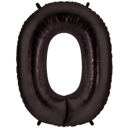 Zahl 0, Schwarz, Luftballon aus Folie, 100 cm