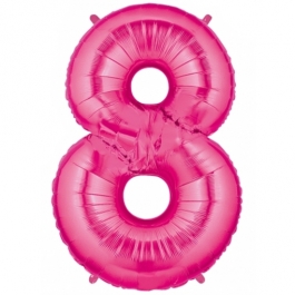 Folienballon Zahl 8, 100 cm, rosa