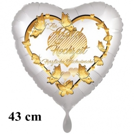 Folienballon Zur Gold Hochzeit - Herzliche Glückwünsche, inklusive Helium