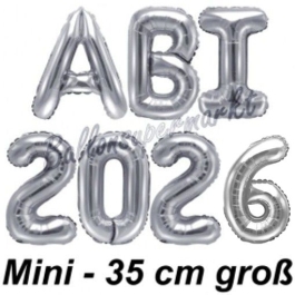 Abi 2026, Luftballons, 35 cm, Silber zur Abiturfeier