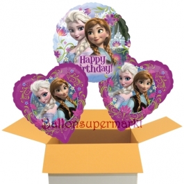 Eiskönigin Happy Birthday, 3 Stück Frozen Luftballons aus Folie zum Geburtstag, inklusive Helium