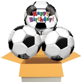 Happy Birthday Fußball, 3 Stück Luftballons aus Folie zum Geburtstag, inklusive Helium