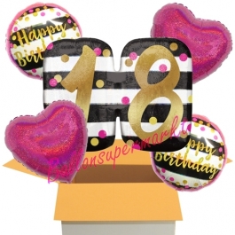 5 Luftballons zum 18. Geburtstag, Pink and Gold Milestone Birthday 18
