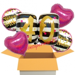 5 Luftballons zum 40. Geburtstag, Pink and Gold Milestone Birthday