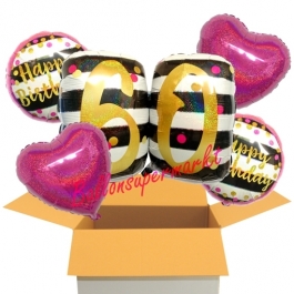 5 Luftballons zum 60. Geburtstag, Pink and Gold Milestone Birthday