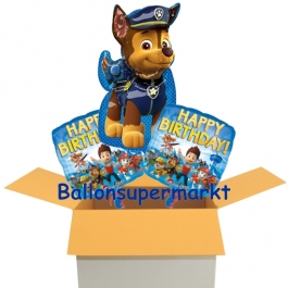 3 Geburtstags-Luftballons, Happy Birthday Paw Patrol, Ballons mit Helium