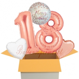 5 Luftballons zum 18. Geburtstag, Sparkling Fizz  Birthday Roségold 18