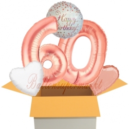 5 Luftballons zum 60. Geburtstag, Sparkling Fizz  Birthday Roségold 60
