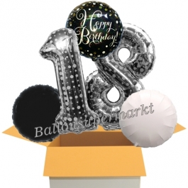 5 Luftballons zum 18. Geburtstag, Sparkling Celebration Birthday Silver Dots 18