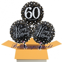 3 Luftballons aus Folie zum 60. Geburtstag, Sparkling Celebration