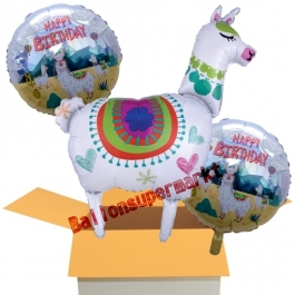 3 Stück Luftballons zum Geburtstag, Happy Birthday Lama