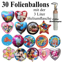 Ballons Helium Midi Set 30 Folienballons mit 3 Liter Ballongas, Lieferung und Abholung