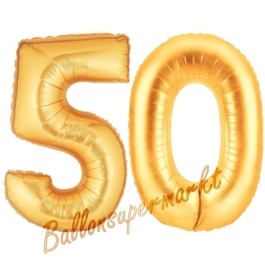 Zahl 50, Gold, Luftballons aus Folie zum 50. Geburtstag
