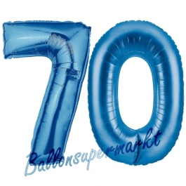 Zahl 70, Blau, Luftballons aus Folie zum 70. Geburtstag