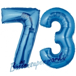 Zahl 73, Blau, Luftballons aus Folie zum 73. Geburtstag, 100 cm, inklusive Helium