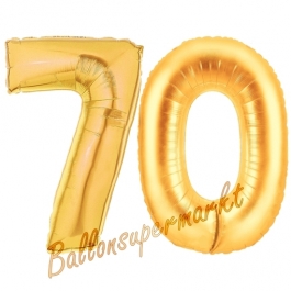 Zahl 70, Gold, Luftballons aus Folie zum 70. Geburtstag