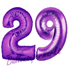 Zahl 29 Lila, Luftballons aus Folie zum 29. Geburtstag, 100 cm, inklusive Helium