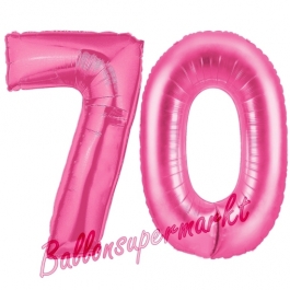 Zahl 70, Pink, Luftballons aus Folie zum 70. Geburtstag