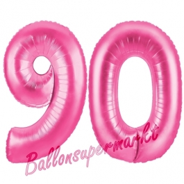 Zahl 90, Pink, Luftballons aus Folie zum 90. Geburtstag