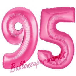 Zahl 95, Pink, Luftballons aus Folie zum 95. Geburtstag, 100 cm, inklusive Helium